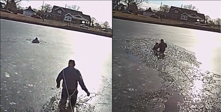 policeman hero for saving 11 year old boy from ice lake