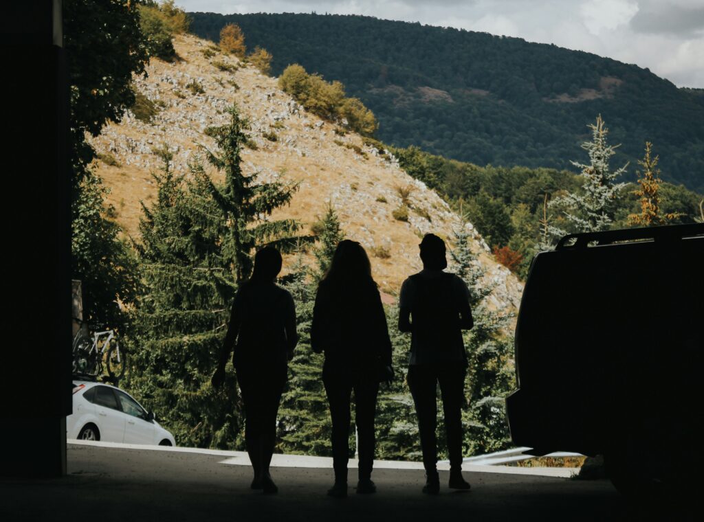 people enjoying nature in the forest