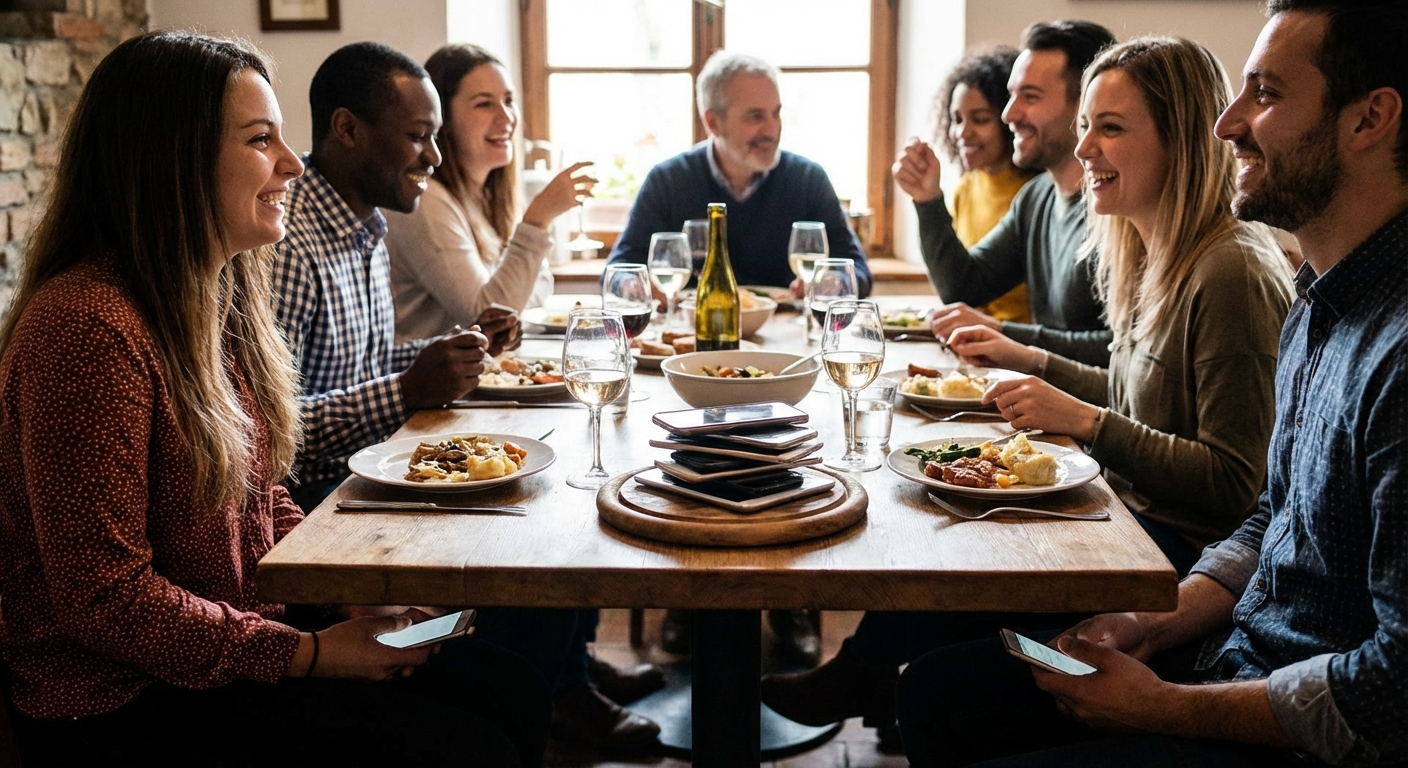 The Phone Stacking Game That Saves Dinner Conversations